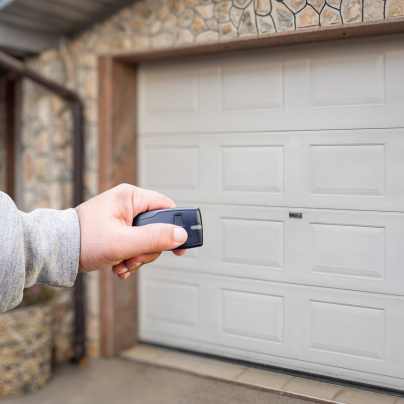 New Orleans security key fob pointing to a garage door